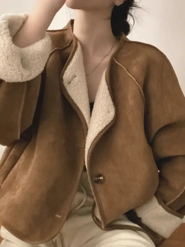 The Ultimate UK Winter Essential: Chic Thickened Lamb Fur Jacket