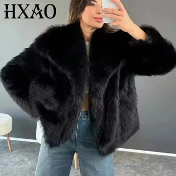 HXAO Winter Faux Fur Coat