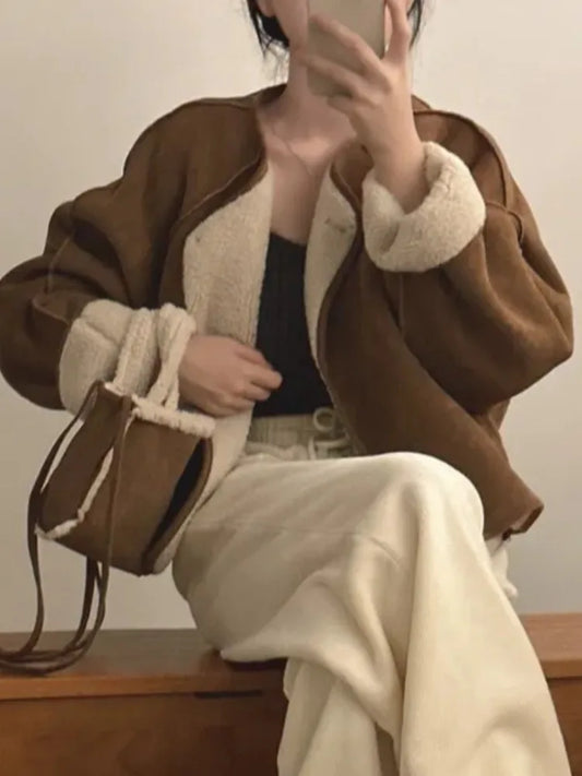 The Ultimate UK Winter Essential: Chic Thickened Lamb Fur Jacket